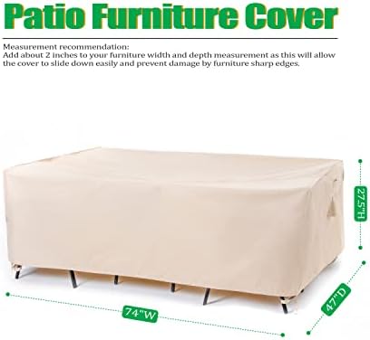 F&J Outdoors Patio Furniture Covers, Beige, 74"W x 47"D x 27.5"H - Image 2