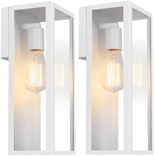 VerRon Outdoor White Wall Light Fixtures, Modern Exterior Wall Lanterns by WelcometoVerRon