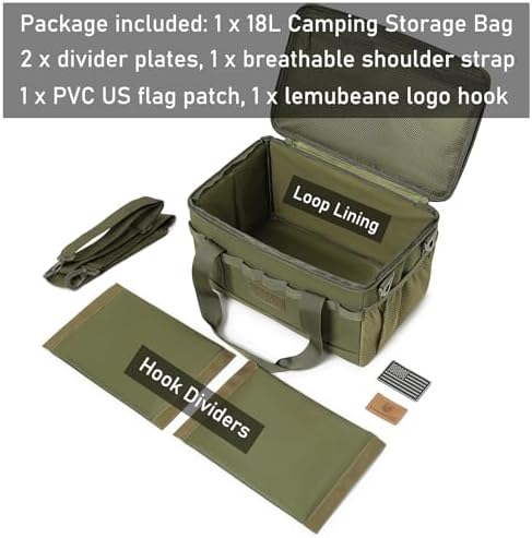 Tactical Camping Storage Bag 18L Utility Tote Bag Camp Kitchen and Trunk Organizer (Army Green) - Image 3