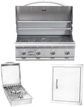 Bullet by Bull Stainless Steel Outdoor Kitchen Set - Built-In Liquid Propane Grill, Perfect for Entertaining -BBQ Kitchen Isl& Bundle - Includes 4 Burner Grill, Single Access Door & Side Burner by Unknown