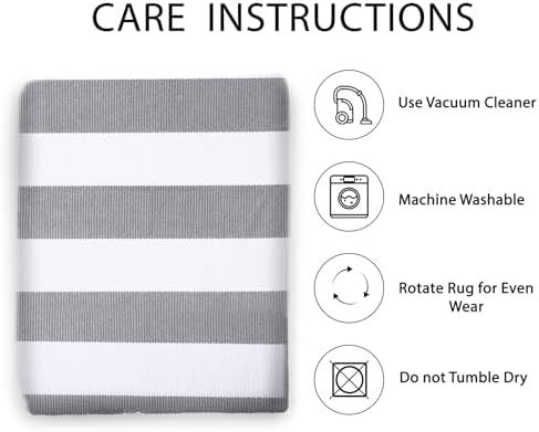 IOHOUZE 27.5x43 Striped Outdoor Door Mat, Washable Porch Rug, Grey/White - Image 6