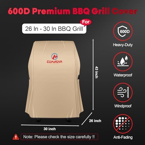 Comnova Grill Cover 30 Inch - 7105 BBQ Covers for Weber Spirit 210 Gas Grill Heavy Duty and Waterproof, Barbecue Cover for Weber Spirit E-210 Grill with Side Trays Fold Down (NOT Fit Spirit II E-210) - Image 2
