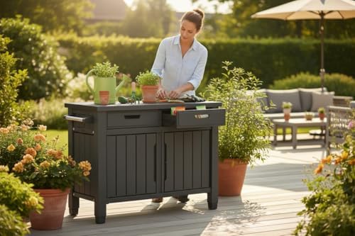 Generic Enhance Your Outdoor Space with The Outdoor Grill Table with Storage Cabinet in Graphite Gray. Perfect for Grilling, Entertaining, and Storage Needs, X-Large - Image 6