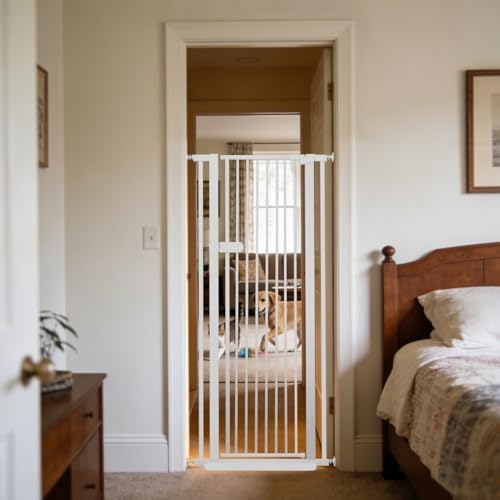 Lumizone Extra Tall Cat Gate 55.12" High 26.18"-29.91" Wide Pet Gate White by Lumizone