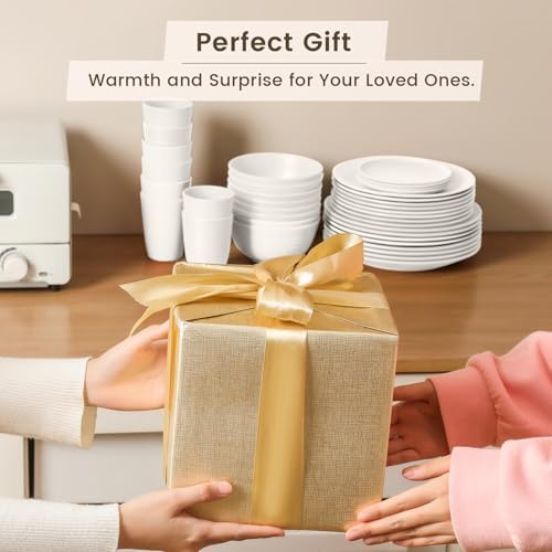 Homienly 40- Pieces Wheat Straw Dinnerware Set, Service for 8, Lightweight Roud Plates and Bowls Set, Unbreakable Dishes Set- Dinner Plates, Bowls, Cups,Microwave and Dishwasher Safe(White) - Image 6