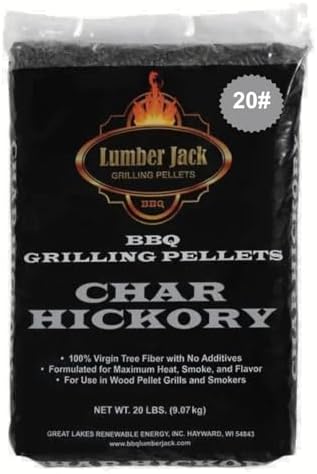 Lumber Jack Char Hickory BBQ Grilling Pellets, 20 lb Bag, 100% Hardwood Food Grade Pellets for Pellet Grills & Smokers, Clean Burning with Bold Hickory Smoke Flavor by LumberJack