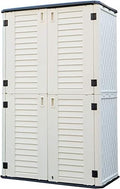 HOMSPARK Storage Shed Weather Resistance, Multi-Purpose Outdoor Storage Cabinet Waterproof, Outdoor Storage Cabinet for Garbage Cans, Lawnmower, Garden Accessories (White, Tall shed-53 cu ft) by HOMSPARK