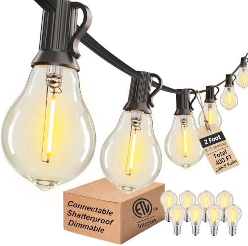 Outdoor String Lights 400FT Waterproof Patio Lights for Porch Backyard Yard by Lifeisgood