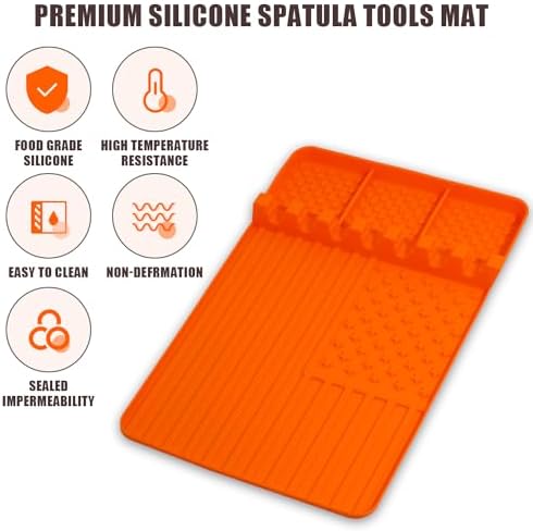 2 PCS Silicone Griddle Tools Mat for Blackstone,Grill BBQ Caddy Utensils Holder for Kitchen,Cooking & Countertop,Large Spatula Mat with Drip Pad,Griddle Accessories for Blackstone (Black 2pcs) - Image 5