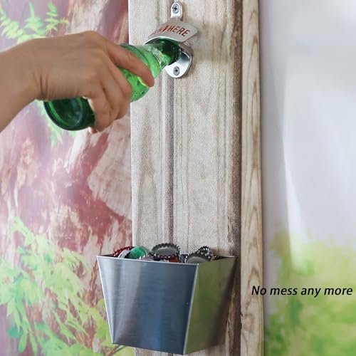 Outdoor Beer Bottle Opener Wall Mounted with Cap Catcher Silver - Image 4