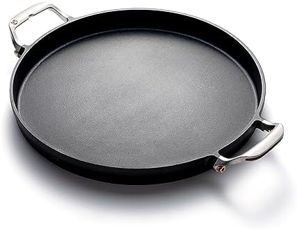 Outset BBQ Paella & Deep Dish Pizza Pan, 18.2” x 14.1” x 1.3" Cast Iron Pan by Outset