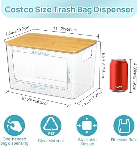 Vtopmart 2 Pack Trash Bag Holder with Bamboo Lid, Garbage Bag Dispenser - Image 2