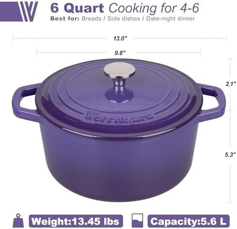 VORRINGARD Enameled Cast Iron Dutch Oven Pot with Lid, for Bread Baking, Round Bread Oven- include Sourdough Bread Baking Supplies Set, 6QT, Purple - Image 2