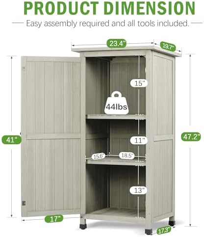 4x2 FT Wooden Outdoor Storage Cabinet - Image 3