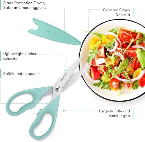 iBayam 2 Pack All Purpose Kitchen Scissors Shears Heavy Duty, Blade Covers - Image 2