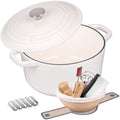 VORRINGARD Enameled Cast Iron Dutch Oven Pot with Lid, for Bread Baking, Round Bread Oven- include Sourdough Bread Baking Supplies Set, 4.5QT, White by Unknown