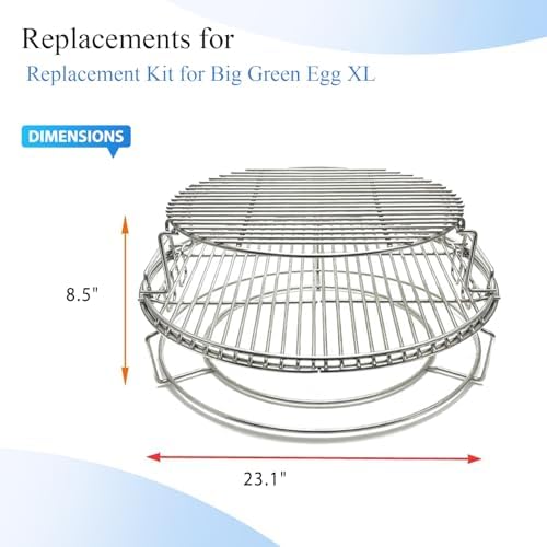 S29 3 Tier 5 Piece 304 Stainless Steel Grill Stack Rack Replacement Kit for Big Green Egg XL - Image 2