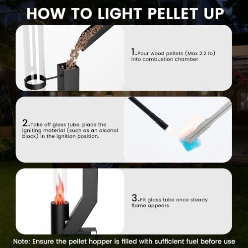 Patio Pellet Heater, 61.8" H Outdoor Wood Pellet Heater Smokeless Fire Pit - Image 5