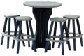 Patio Table Set with Four Barstools - Black Base with Deep Grey Accents - Perfect for Patio and Outdoor Spaces. Hardware Free Easy Assembly. Proudly Made in USA by LeisureAccents