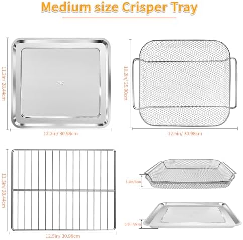 GWY Baking Tray Basket Wire Rack Set for Emeril Lagasse 26 QT Convection Toaster Oven Extra Large Air Fryer With French Doors Tray Set Accessories Grill Plate Crisper Plate Replacement Parts - Image 2