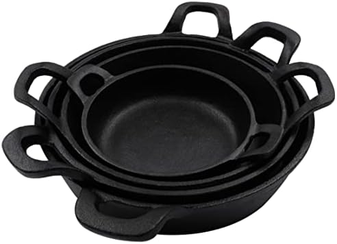 Cast Iron Skillets Frying Pans Set of 4 (Pre-Seasoned) for Serving, Cooking and Baking 7.87” – 4.72”, Oven Safe Forms | Indoor & Outdoor Use by CrucibleCookware