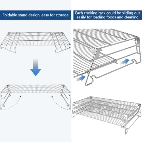 Jerky Racks for Smoker,Extra-Large 29-Inch 3-Tier Foldable Sliding Rack for Traeger Pro 34,Woodridge Pro,Pit Boss PB1000 PB1500,Weber Searwood XL 600,1035 Sq In Stainless Steel Pellet Grill Accessory - Image 6