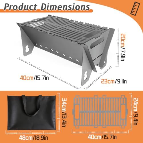 Portable charcoal Grill,Foldable Heavy Duty Camping,Non-Toxic - Image 7