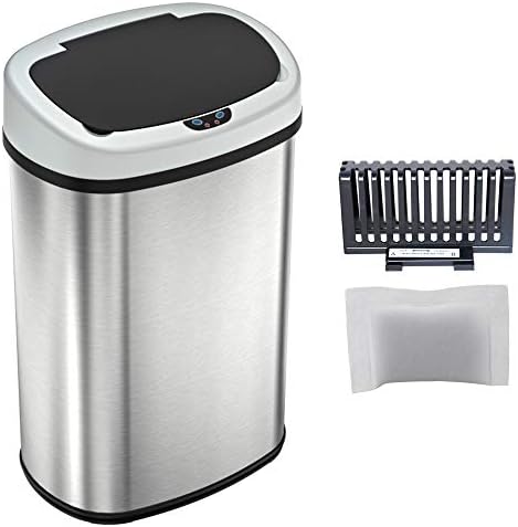 iTouchless 13 Gallon / 50 L Oval Sensor Kitchen Trash Can with Odor Filter - Image 4