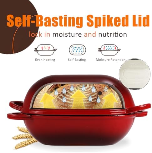 5 QT Enameled Cast Iron Sourdough Bread Oven, Loaf Pan with Lid - Image 3