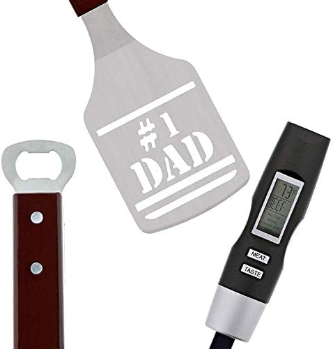 Panoware BBQ Grill Tools Set for Dad, 4 Piece Set, Number 1 Dad Tongs, Spatula, Digital Thermometer and Case - Image 5