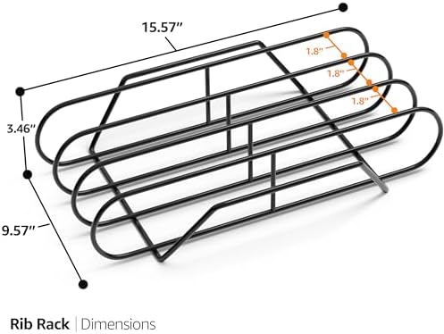 Sorbus Rib Rack for Smoking, Grill Roasting Stand (XL, Black) - Image 2