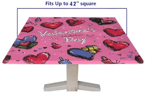 Stall Tablecloth, Love is in The Air Pattern Printed on Oilproof Cover for Card Table, Perfect for Everyday Use Home Decor, Fit for 42" x 42" Square Tables - Image 5