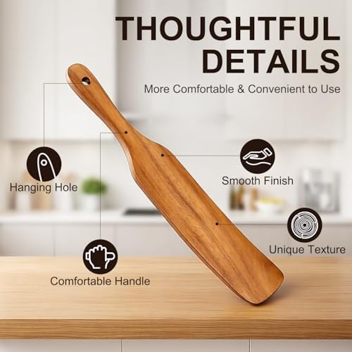 3 Pack Skinny Wooden Spurtle Set for Sourdough Starter Kit Accessories - Image 5