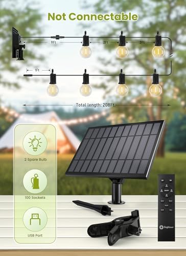 Brightown 208FT Solar String Lights Outdoor, IP65 Waterproof, Remote, Timer - Image 5