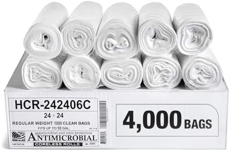 Aluf Plastics 10 Gallon 6 Micron (eq) Clear Trash Bags 24" x 24" 4000 Count by AlufPlastics