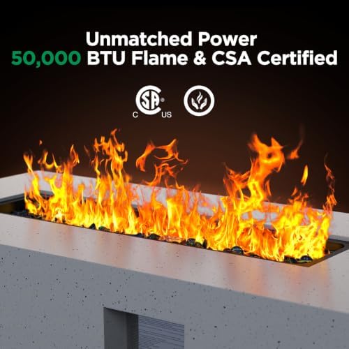 Ciays 43 Inch Outdoor Propane Fire Pit Table, 50,000 BTU CSA-Certified Gas Fire Pit for Patio, Backyard, Deck & Balcony, with Glass Rocks, Waterproof Cover and Adjustable Legs - Image 2