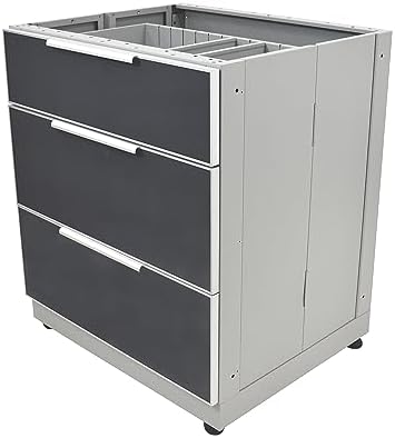 Blue Sky Outdoor Living ,OKC3024GDR3DG, 3-Drawer Outdoor Kitchen Cabinet – Heavy-Duty Storage – Weather-Resistant Modular Base for Patios and BBQ Islands – Slate Gray - Image 4