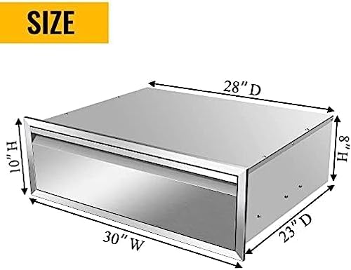 Flush Mount Stainless Steel Double Drawers with Recessed Handles for Outdoor Kitchens Or BBQ Island,-30W X 10H X 23D Inch - Image 3