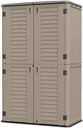 HOMSPARK Storage Shed Weather Resistance, Multi-Purpose Outdoor Storage Cabinet Waterproof, Outdoor Storage Cabinet for Garbage Cans, Lawnmower, Garden Accessories (Coffee, Tall shed-53 cu ft) by HOMSPARK