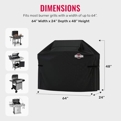 Grillman Waterproof BBQ Grill Cover for Outdoor Grills, 64 Inch, Black - Image 3