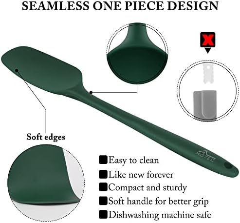 HOTEC BPA-Free Silicone Rubber Spatula Set, Dark Green, Set of 5 - Image 6