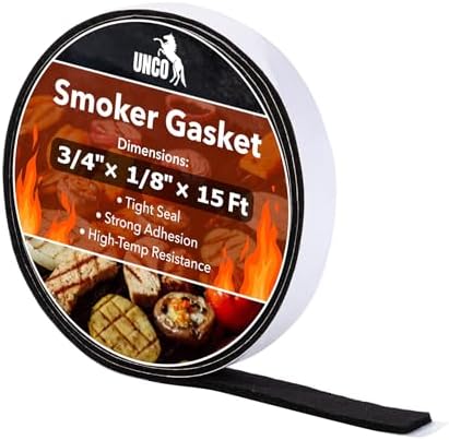 UNCO- Smoker Gasket, 15 FT, 3/4" x 1/8", Smoker Gasket Seal High Temp by Unco