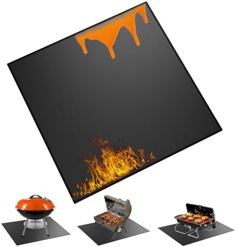 29×29 inch Heavy Duty Large Under Grill Mats for Outdoor Grill, Double-Sided Fireproof, Waterproof, Oil Proof Deck and Patio Protector, BBQ Mat Grill Floor Mats Fireplace Fire Pit Mat by Unknown