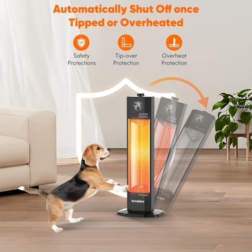 Outdoor Electric Patio Heater, Haimmy 27- inch Outdoor Electric Patio Heater, 1200W Instant Heating, 2 Heat Levels, Tip-Over & Overheat Protection, IPX5 Waterproof Tower Space Heater - Image 4