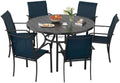 Incbruce 7 PCS Patio Dining Set, Outdoor Dining Set of 6 Textilene Chairs and 53" Round Table with Umbrella Hole for Backyard, Garden, and Poolside (Blue) by Incbruce