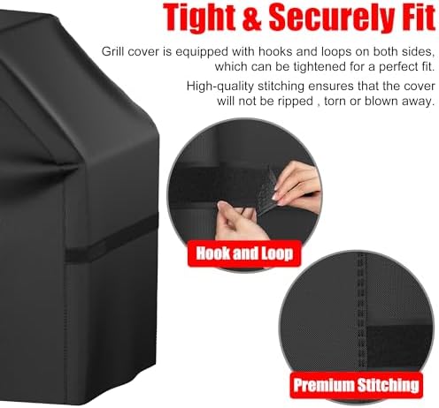 Grill Cover, 32 inch Heavy Duty BBQ Gas Grill Cover for Outdoor Grill, Waterproof, Weather Resistant, Anti-UV, Rip-Proof, Fade Resistant Barbecue Cover with Hook-and-Loop Straps for Most Grills - Image 4