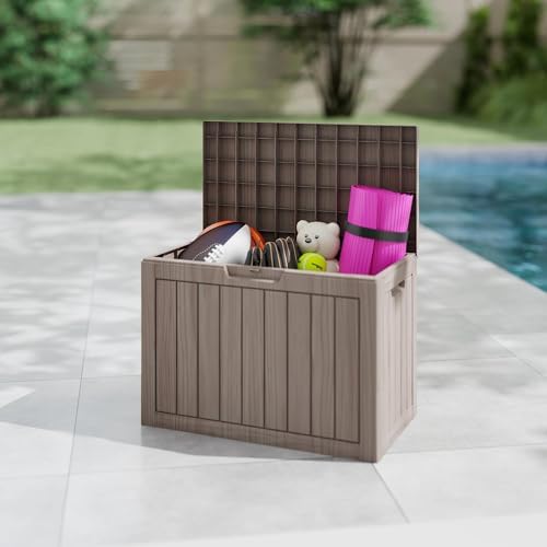 Outdoor Storage Box, 50 Gallon Waterproof Deck Box, Snap-Together Storage Bin for Chair Cushions, Porch Throw Pillows, Lockable Small Coffee Table Ottoman, Patio Garden, Grey - Image 6