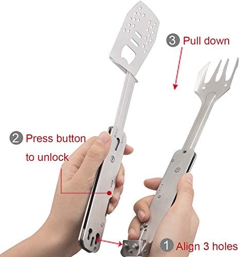 ROXON 4 in 1 Mini Folding BBQ Barbecue Combo Tool (Grey) - Image 4