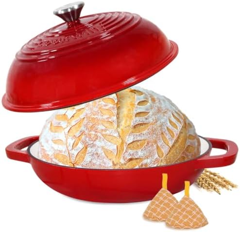 6 QT Enameled Cast Iron Bread Oven with Lid for Sourdough Baking by COOKWINCastIron