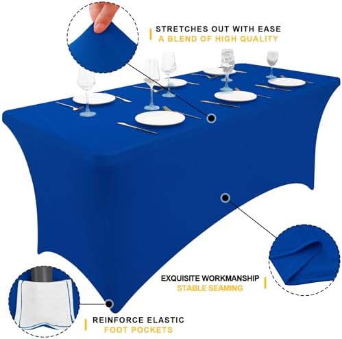 Smiry 5 Pack Spandex Table Cloth 6FT, Elastic Fitted Blue Tablecloth - Image 2